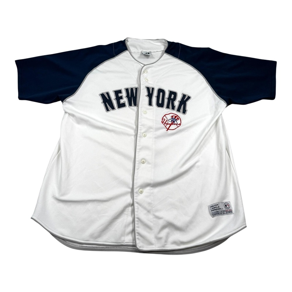 New York Yankees Jersey Mens XL White MLB Baseball Dynasty Button Front